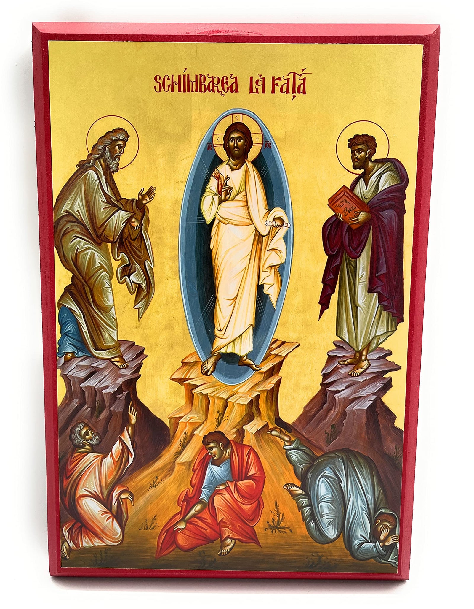 Wooden Byzantine Orthodox Christian Icon The Transfiguration of Jesus Christ on Mt. Tabor (9" x 13")