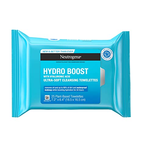 Neutrogena Hydro Boost Facial Cleansing Makeup Remover Face Wipes with Hyaluronic Acid, Hydrating & Moisturizing Facial Towelettes Remove Dirt, Makeup