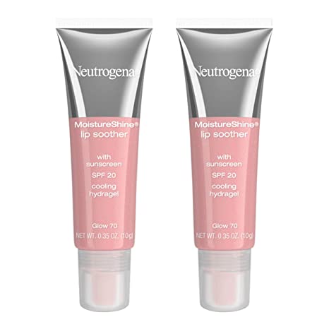 Neutrogena MoistureShine Lip Soother Gloss with SPF 20 Sun Protection, High Gloss Tinted Lip Moisturizer with Hydrating Glycerin and Soothing Cucumber for Dry Lips, Glow 70.35 oz