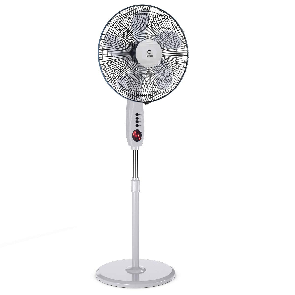 COSTWAY Pedestal Fan, Adjustable 15-inch Standing Fan 3-Speed 3 Mode 5 Blades Oscillating Stand Fan with Remote Control for Home and Office White(15")