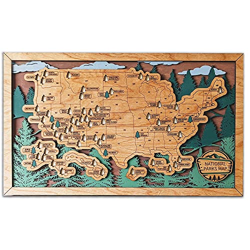 US National Parks Travel Map, National Parks Marker, US Travel Map, family road trip tracker, travel home decor, gift for hiker