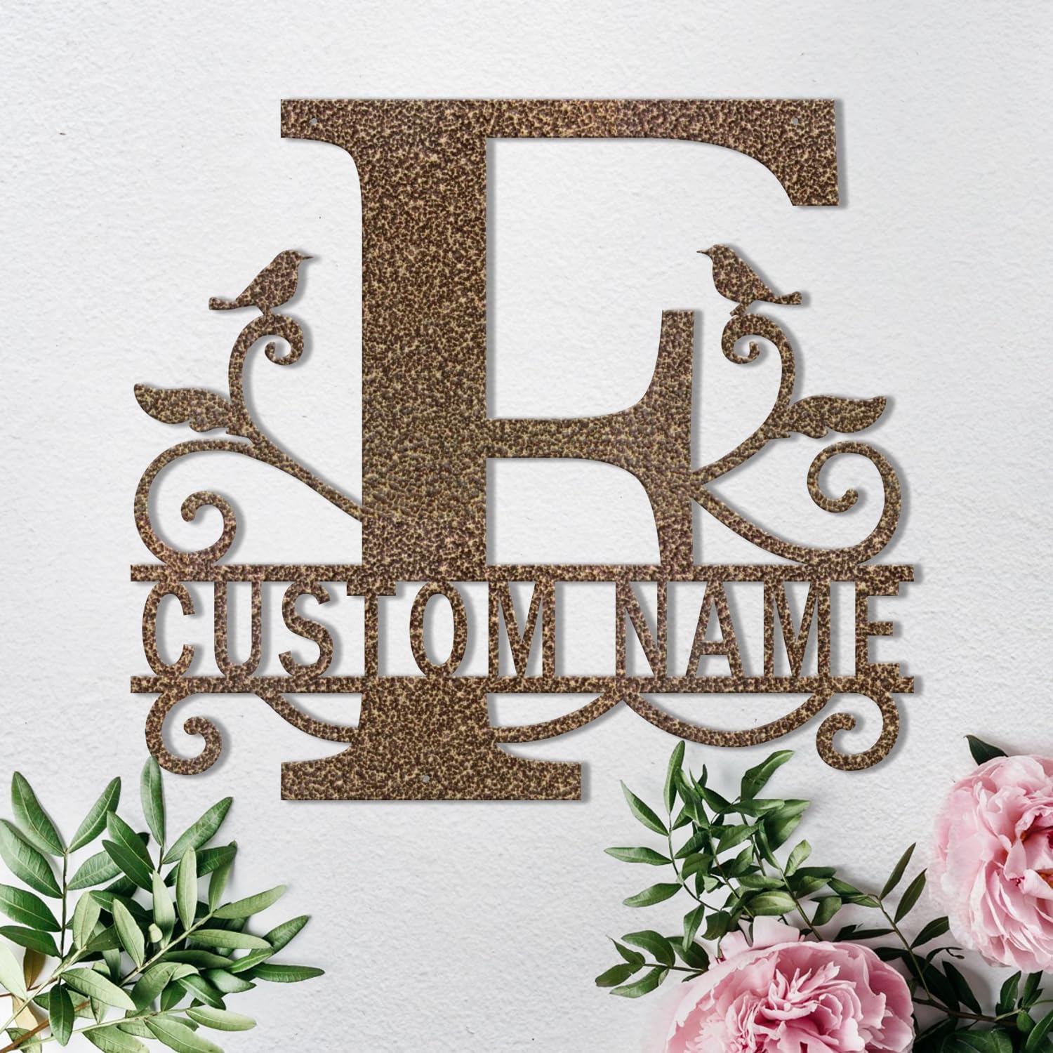 Custom Metal Signs Metal Name Sign Metal Wall Art Split Letter Monogram Wall Decor Metal Wall Art Last Name Sign Family Name Sign Personalized Wedding Gift Fire Pit Sign Outdoor Decor Cabin Sign - F