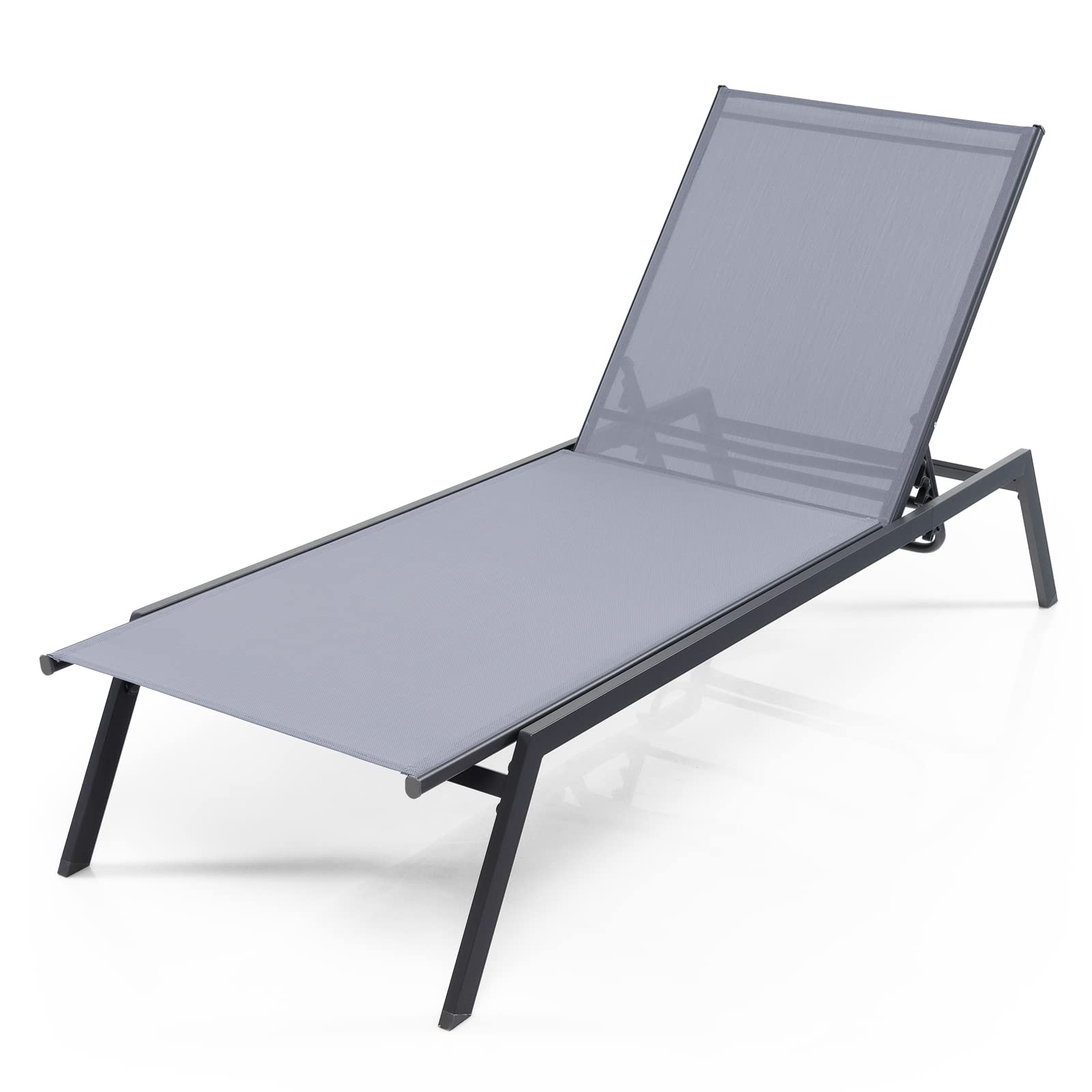 COSTWAY Patio Lounge Chair Chaise Recliner 6-Position Adjustable Back Garden Poolside