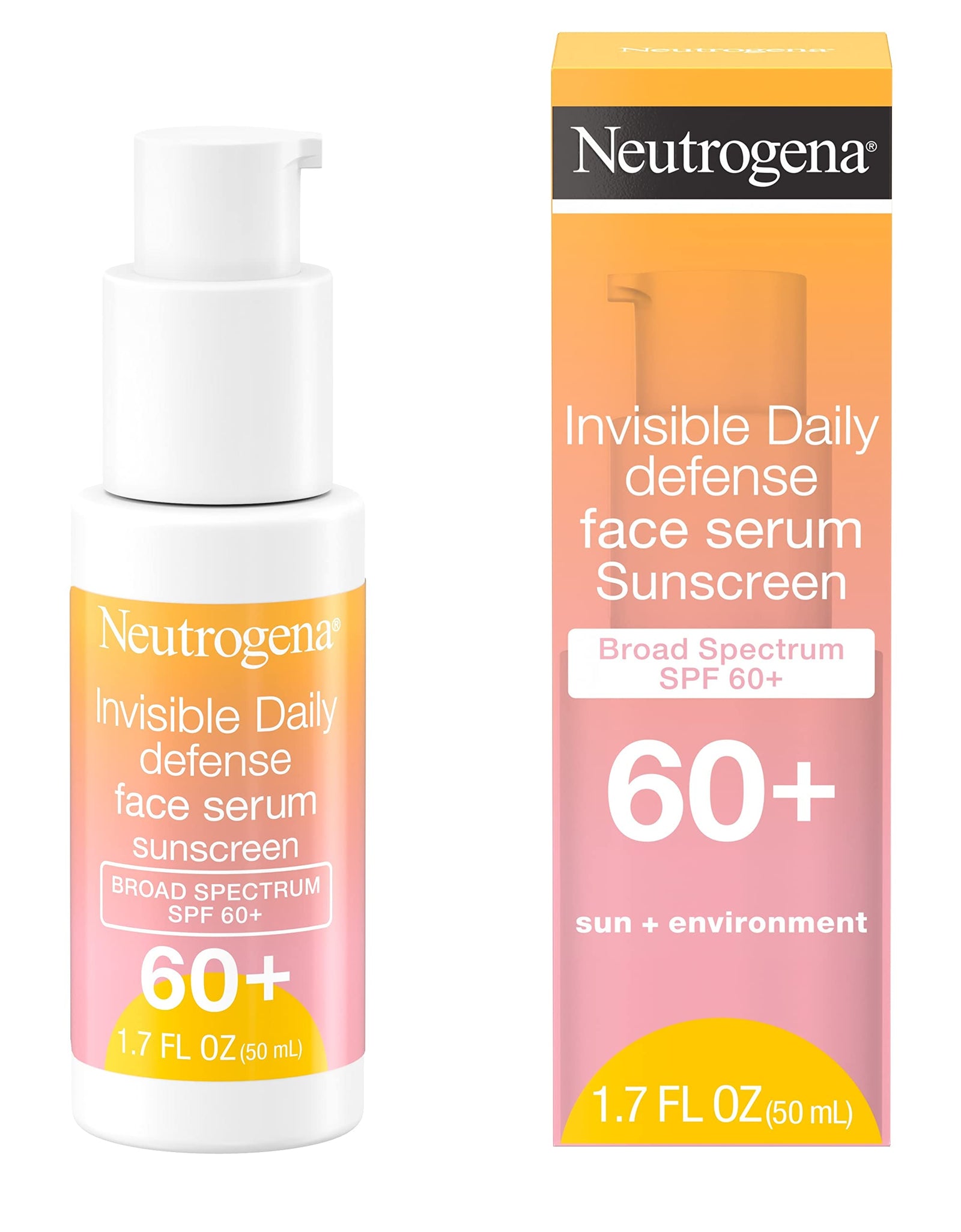 Neutrogena Invisible Daily Defense Face Serum with Broad Spectrum SPF 60+ to Help Even Skin Tone, Oil-Free, Non-Greasy, Antioxidant Complex for Environmental Aggressors, 1.7 fl. Oz