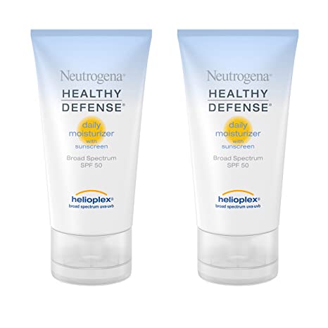 Neutrogena Healthy Defense Daily Moisturizer with SPF 50 and Vitamin c & Vitamin E, Lightweight Face Lotion with Antioxidants, 1.7 fl. oz (Pack of 2)