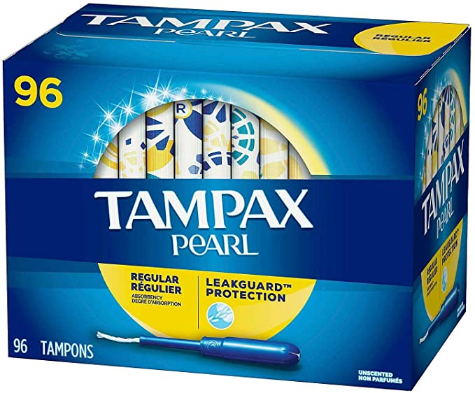 Tampax Pearl Plastic, Antigravity LeakGuard Braid Tampons, 96 Count