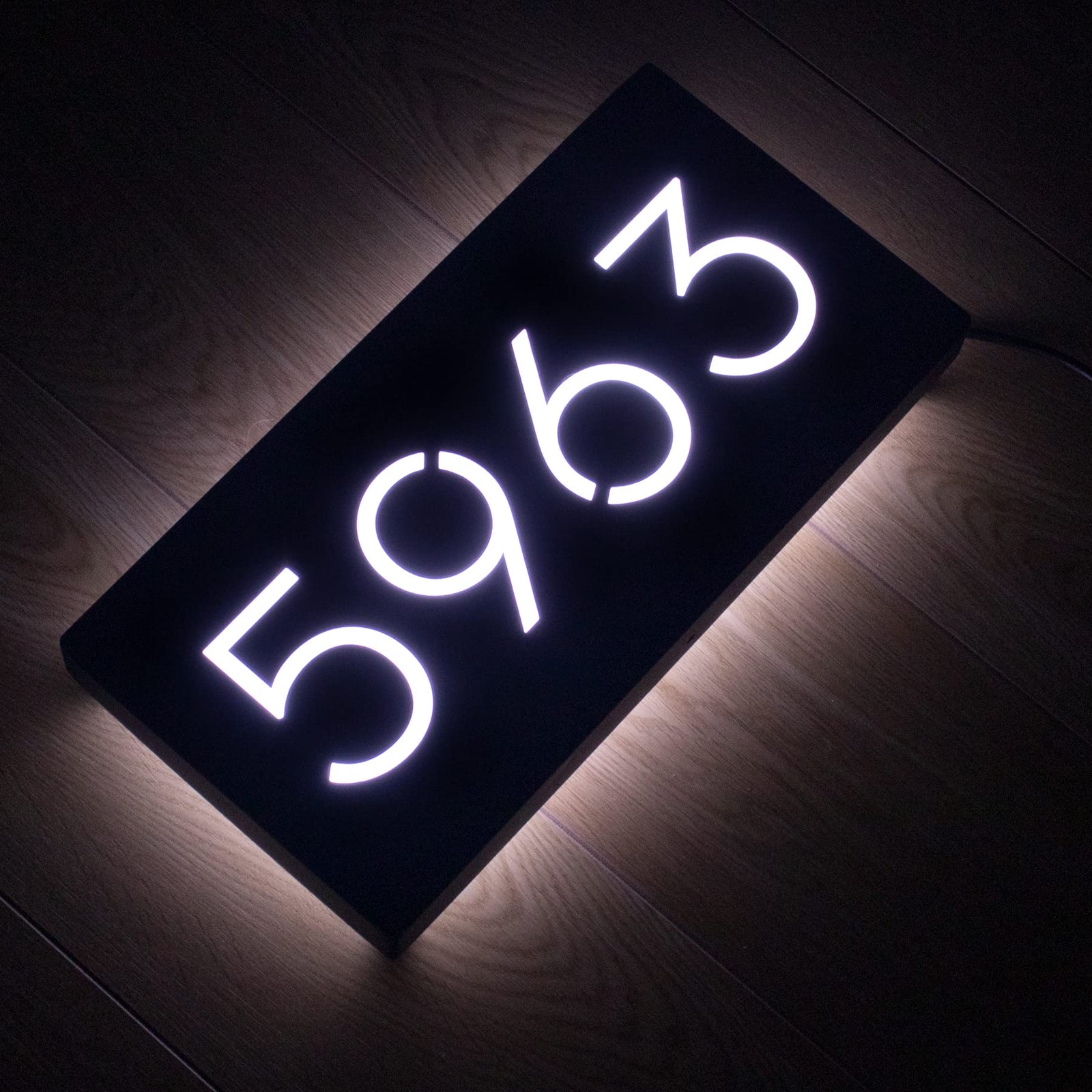 12V LED House Numbers for House Street Backlit,Personalised Illuminated Modern House Numbers Address Sign Address Plaque Lighted with LED (30X15CM, White light)