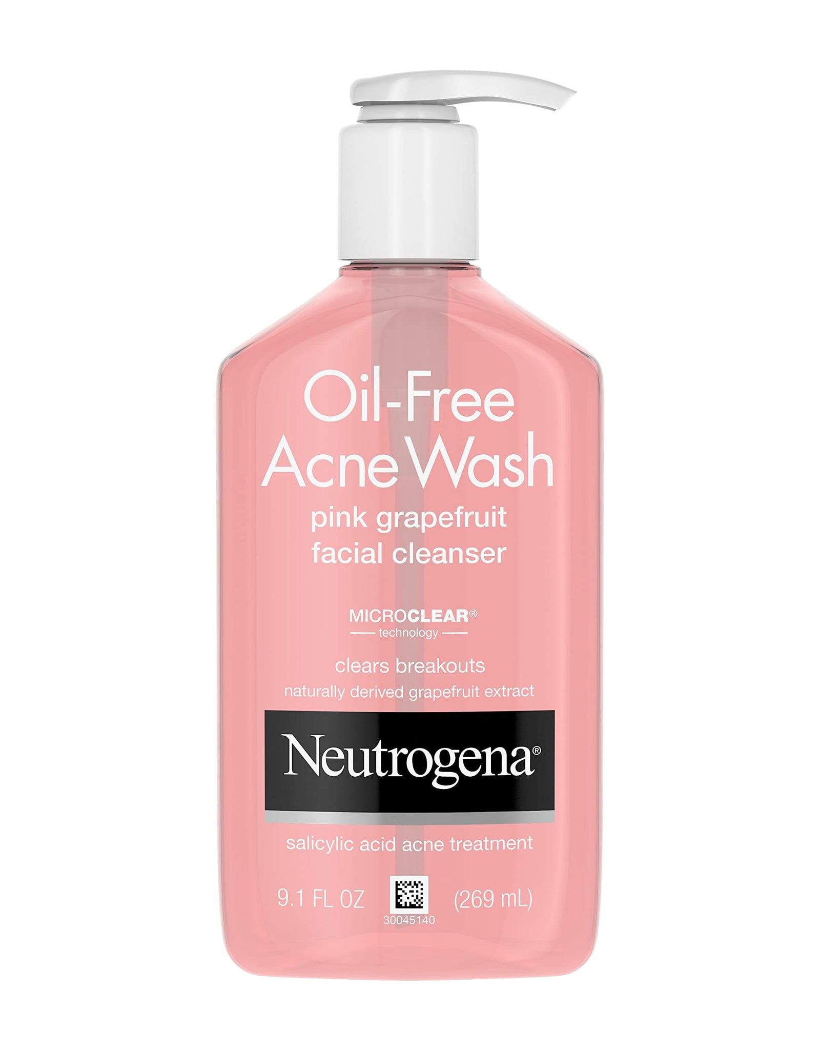 Neutrogena Oil-Free Salicylic Acid Pink Grapefruit Pore Cleansing Acne Wash and Facial Cleanser with Vitamin C, 9.1 fl. oz