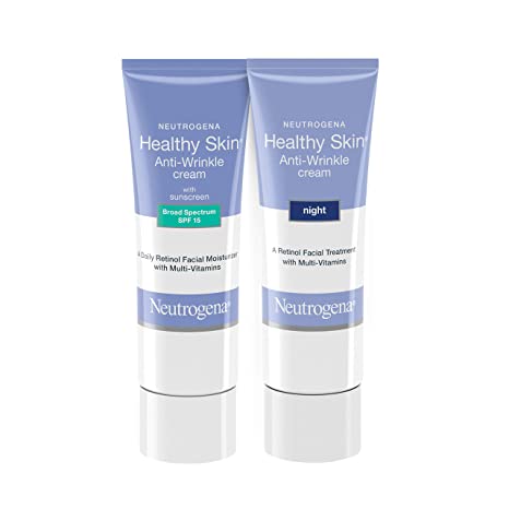 Neutrogena Healthy Skin Anti-Wrinkle Retinol Face & Neck Cream Moisturizer with SPF 15, 1.4 oz & Healthy Skin Anti-Wrinkle Night Cream, 1.4 oz