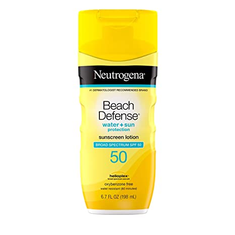 Neutrogena Beach Defense Water-Resistant Sunscreen Lotion with Broad Spectrum, UVA/UVB Sun Protection, SPF 50, 6.7 fl. oz