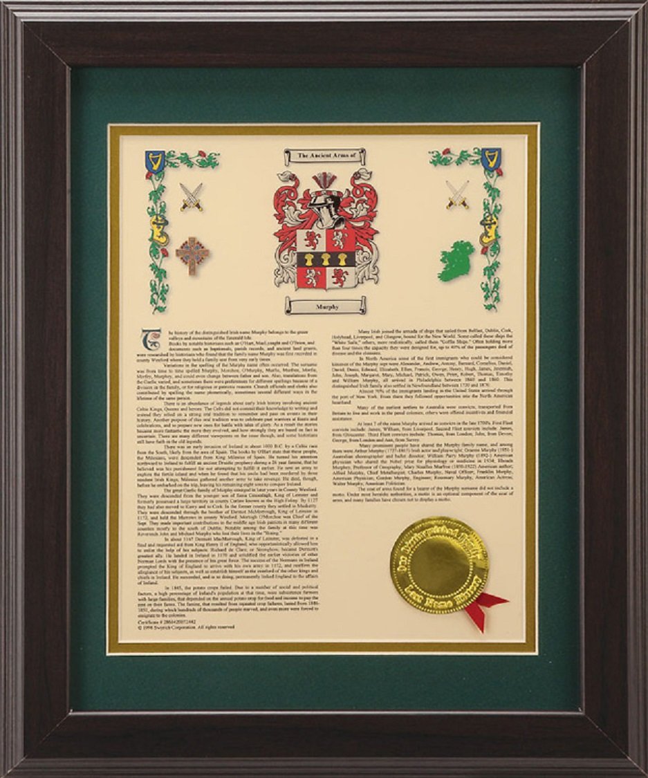 11 x 14 History with Coat of Arms - Walnut Framed Print
