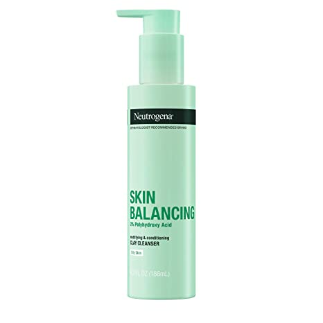 Neutrogena Skin Balancing Kaolin Clay Cleanser with 2% Polyhydroxy Acid (PHA), Mattifying & Conditioning Face Wash for Oily Skin, Paraben-Free, Soap-Free, Sulfate-Free, 6.3 oz
