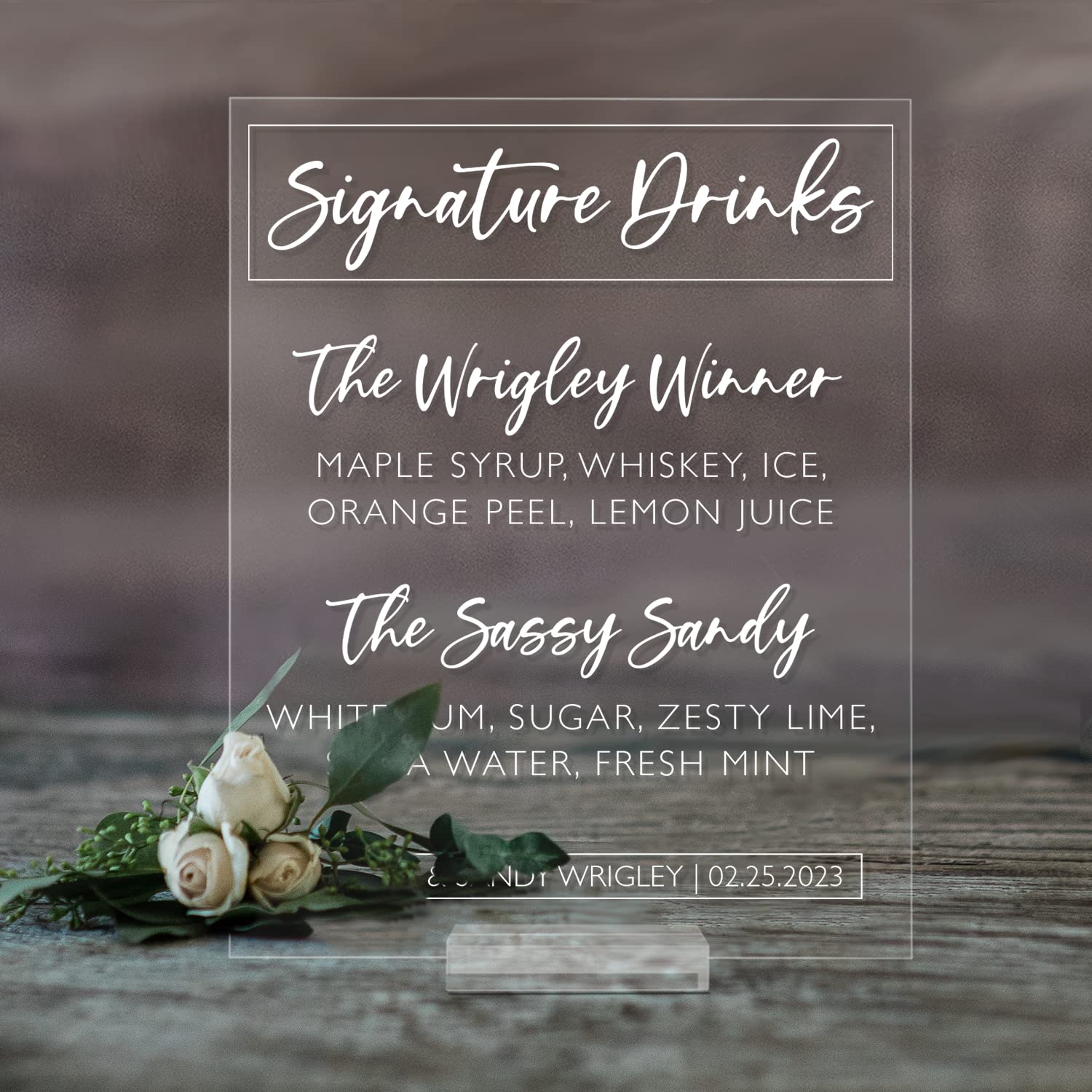 Signature Drinks Sign Acrylic | Acrylic Wedding Bar Menu | Acrylic Bar Menu Sign | Lucite Bar Sign | Acrylic Signature Drink