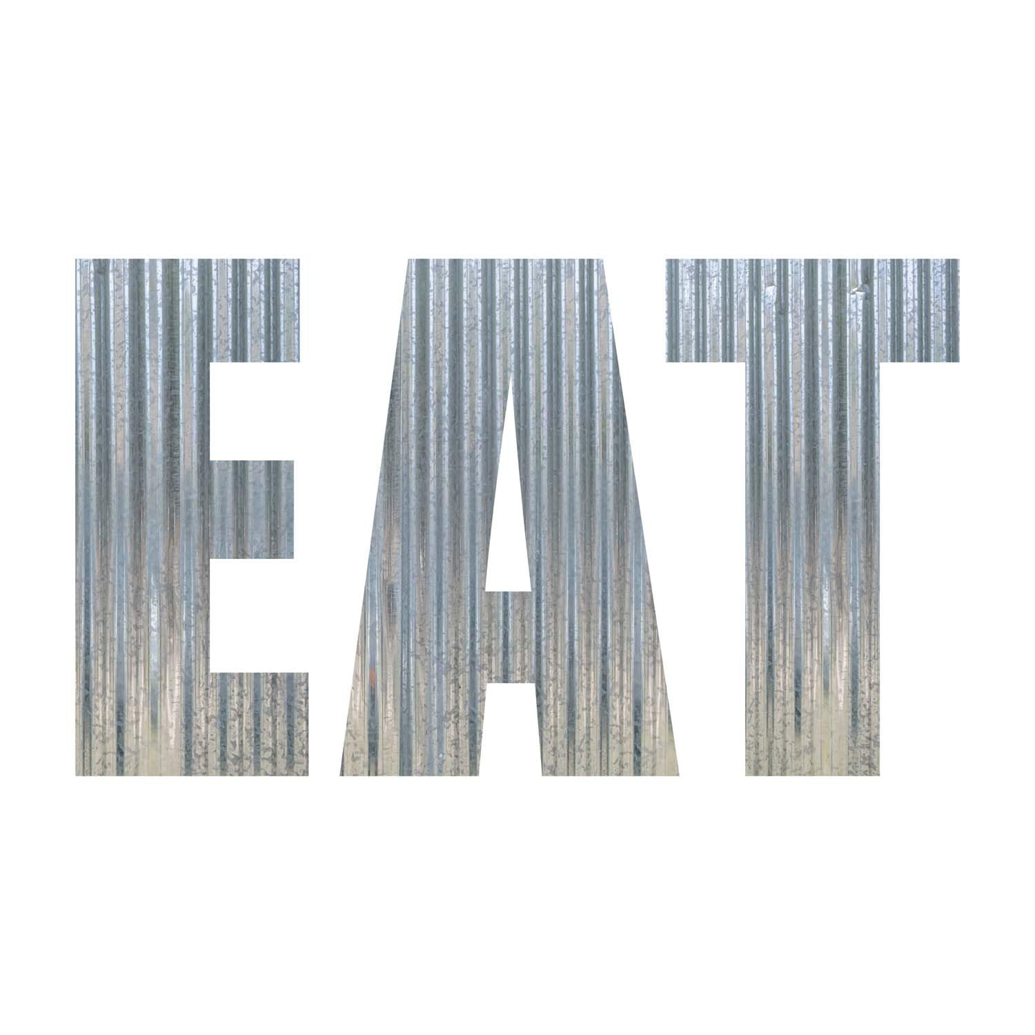 EAT Metal Letters Corrugated Galvanized Metal Word Business Sign Home Décor Kitchen Pantry Dining Room Restaurant Decorations (18 Inch)