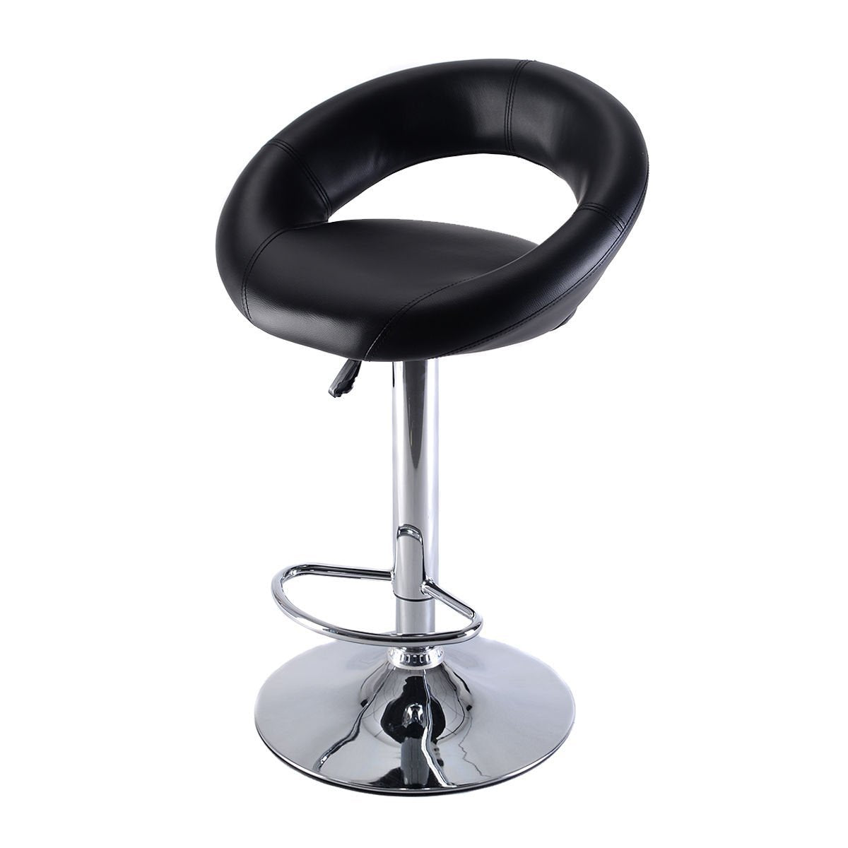 COSTWAY PU Leather Adjustable Swivel Bar Stool Hydraulic Dinner Chair Barstools Black (1)