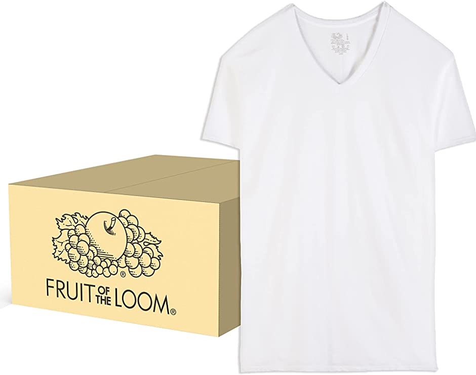 Fruit of the Loom Men's Stay Tucked V-Neck T-Shirt, Classic Fit