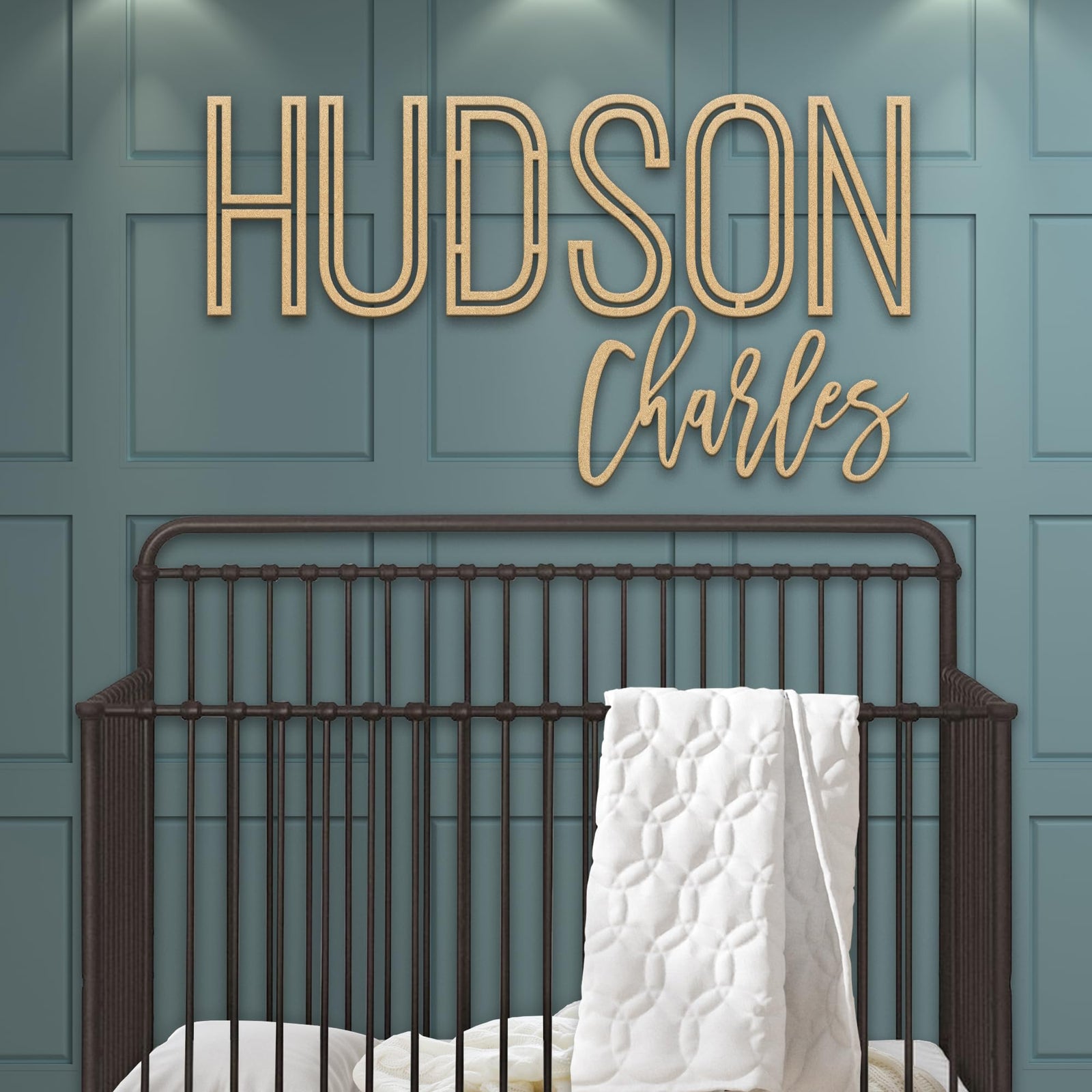 First & Middle Name Sign by Panhandle Mercantile | Two Names for Above Crib Name Sign | Made of Wood | Customizable Font | Choose from our 90+ Color Options | Up to 54” Wide