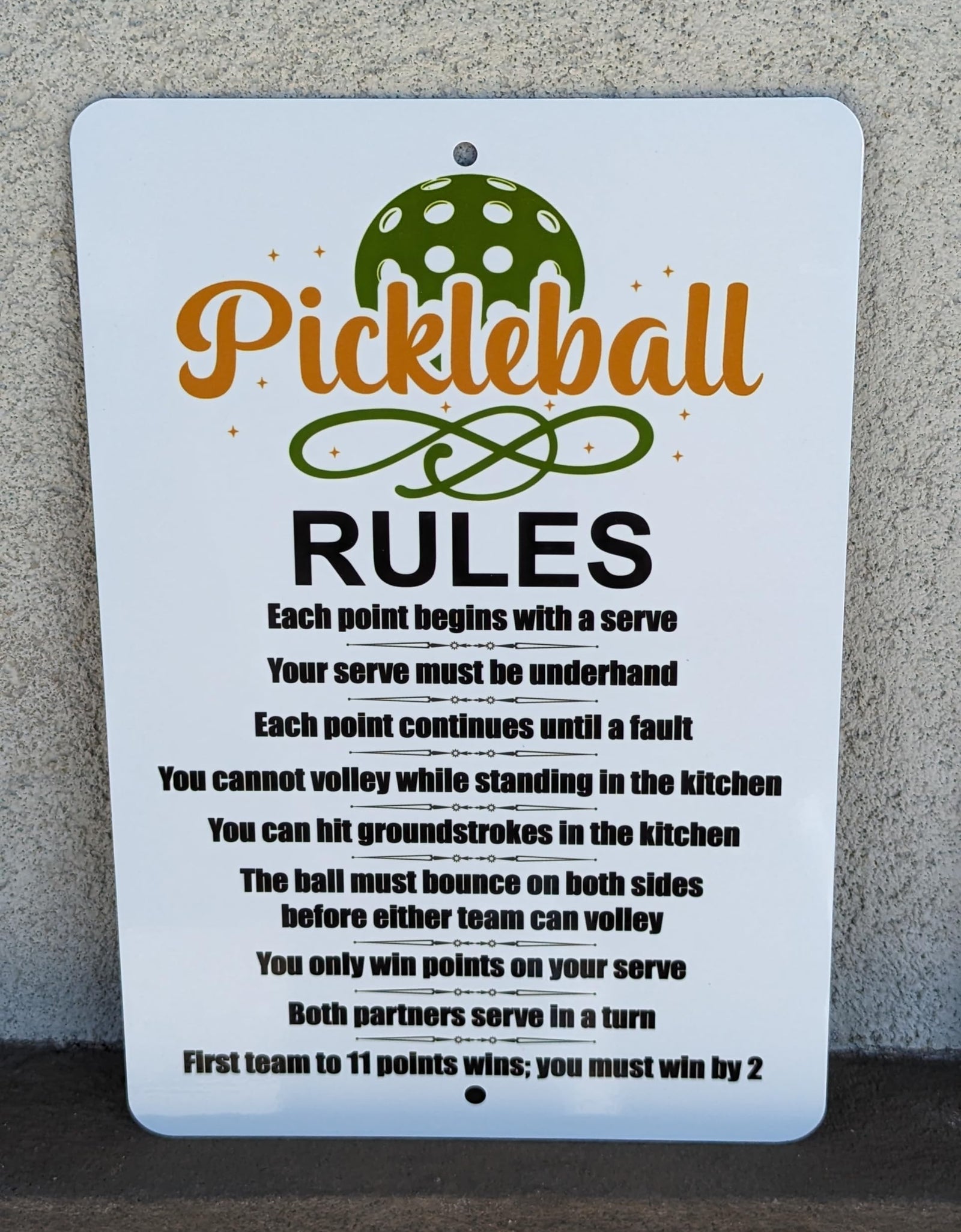 Pickleball Aluminum Sign, Rules, 8X12 Inch, Indoor and Outdoor, Customizable