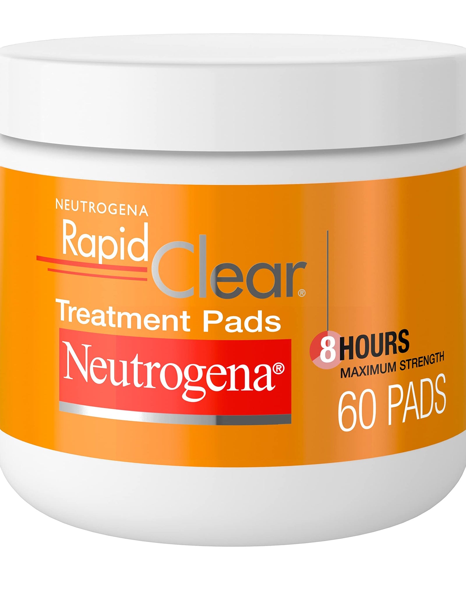 Neutrogena Rapid Clear Maximum Strength Acne Face Pads with 2% Salicylic Acid Acne Treatment Medication to Help Fight Breakouts, Oil-Free Facial Cleansing Pads for Acne-Prone Skin, 60 ct