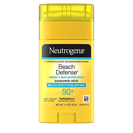 Neutrogena Beach Defense Water-Resistant Sunscreen Stick with Broad Spectrum SPF 50+, PABA-Free and Oxybenzone-Free, 1.5 oz