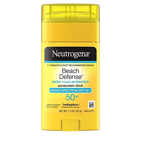 Neutrogena Beach Defense Water-Resistant Sunscreen Stick with Broad Spectrum SPF 50+, PABA-Free and Oxybenzone-Free, 1.5 oz