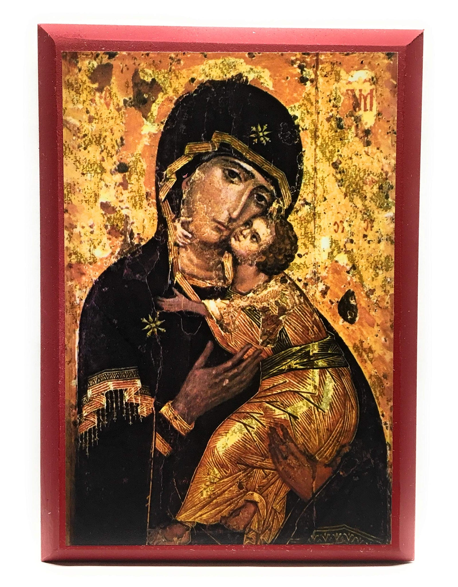 Wooden Greek Orthodox Christian Ancient Icon Saint Mary/Holy Virgin Mary/Theotokos/Virgin of Vladimir (12" x 15")