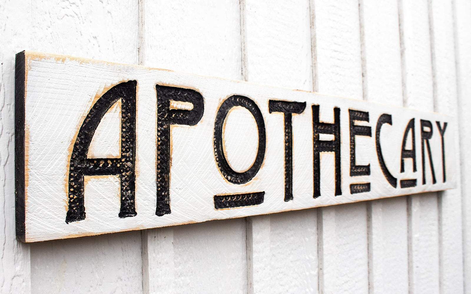 Apothecary Sign - Carved in a 48"x8" Solid Wood Board Rustic Distressed Shop Advertisement Farmhouse Style Herbalist Wooden Gift