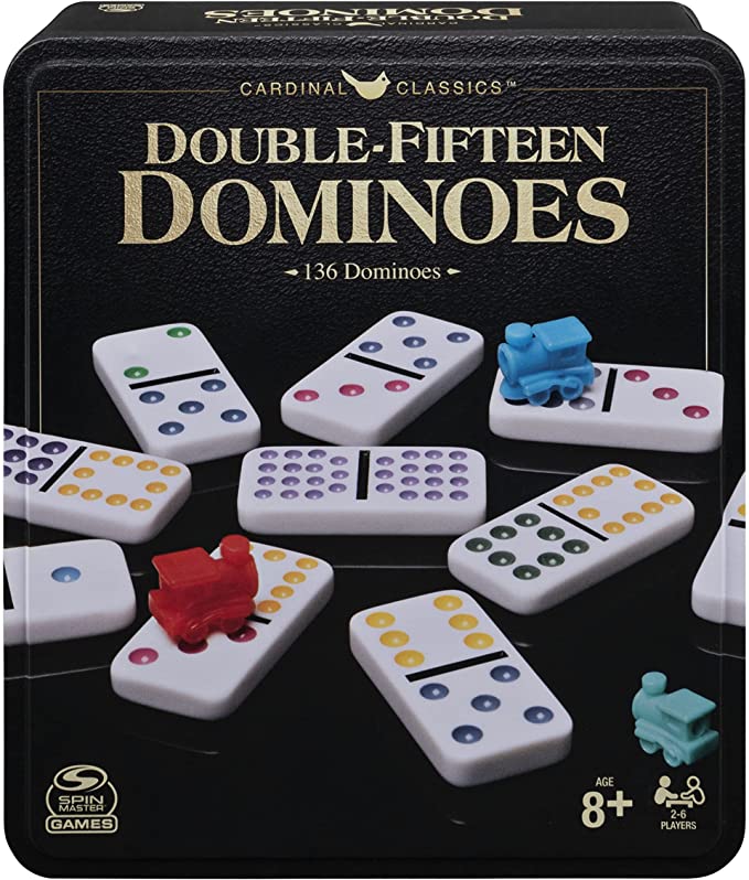 Double Fifteen Dominoes Set in Storage Tin