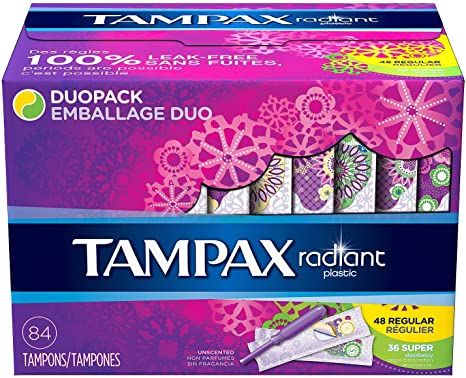 Tampax Radiant Tampons Regular Super, 84 Count