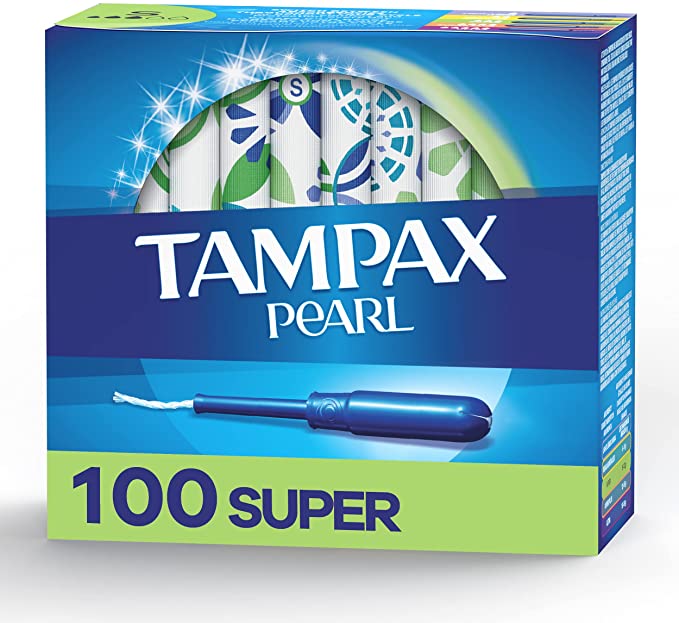 Tampax Pearl Tampons with Plastic Applicator, Super Absorbency, 50 Count (Pack of 2)
