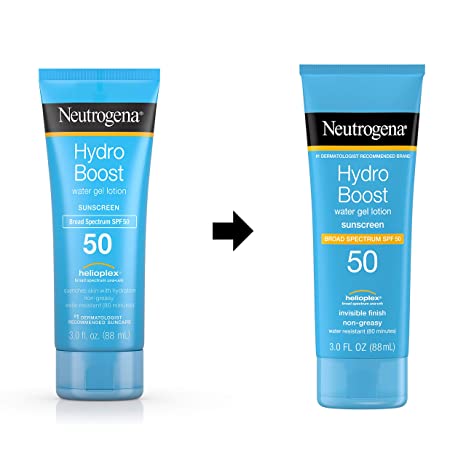 Neutrogena Hydro Boost Moisturizing Water Gel Sunscreen Lotion with Broad Spectrum SPF 50, Water-Resistant & Non-Greasy Hydrating Sunscreen Lotion, Oil-Free (Pack of 3)