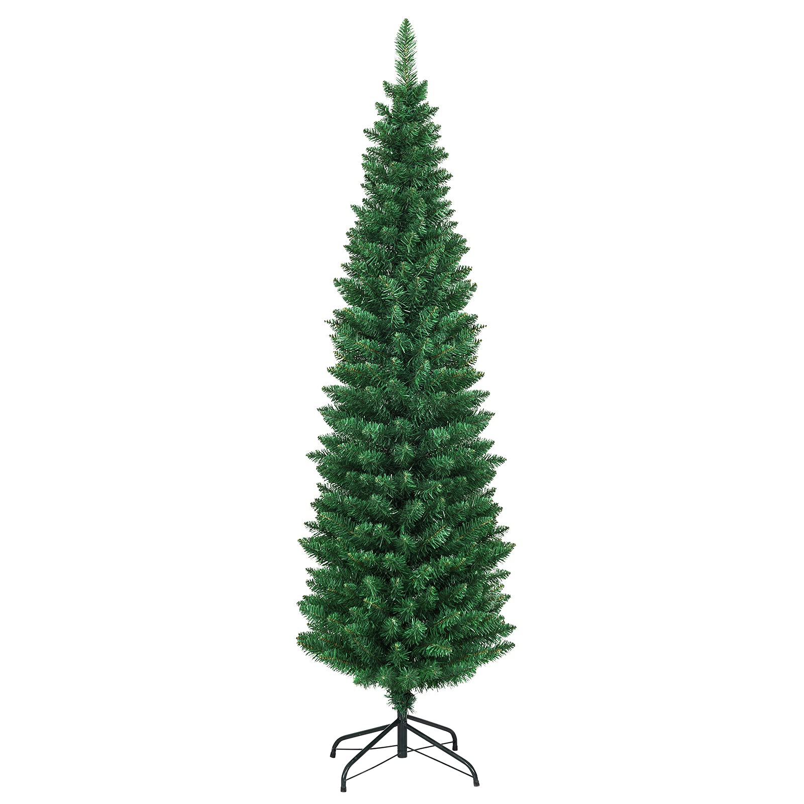 COSTWAY 6Ft PVC Artificial Slim Pencil Christmas Tree w/Stand Home Holiday Decor Green