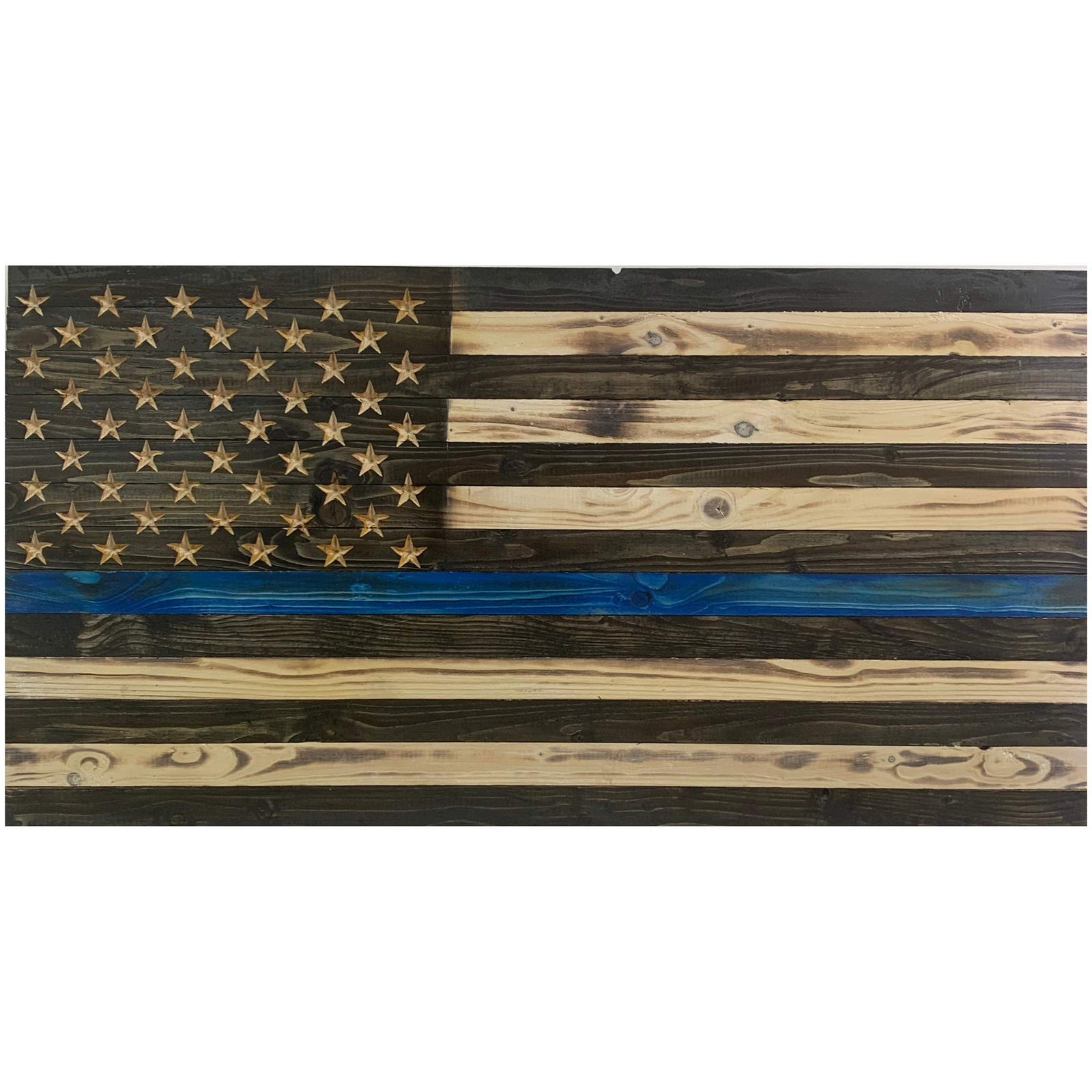 Thin Blue Line Handmade American Wooden Flag to Honor Law Enforcement & Police Office Indoor And Outdoor Use, Thin Blue Line