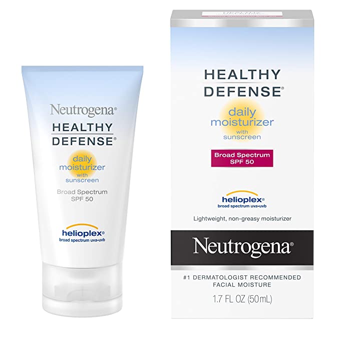 Neutrogena Healthy Defense Daily Moisturizer with SPF 50 and Vitamin E, Lightweight Face Lotion with Antioxidants, Vitamin C & Vitamin E, 1.7 fl. oz