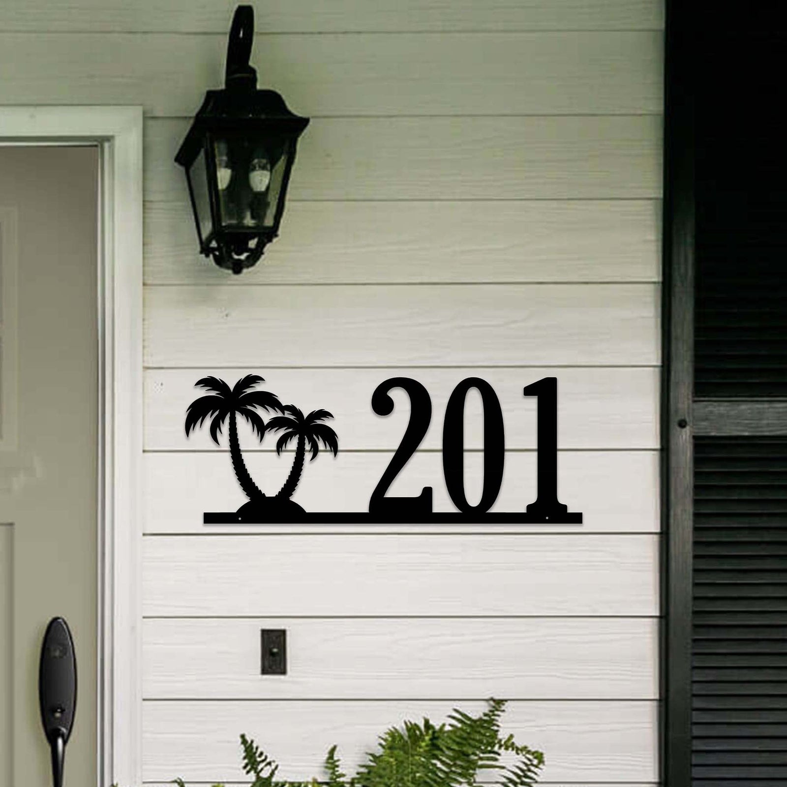 Rustic Metal House Number | Metal Sign | Custom Sign | Pine Tree | House Numbers | Metal Wall Art | Outdoor Sign | Address | (5 Digits 7"H X 25"W, black)