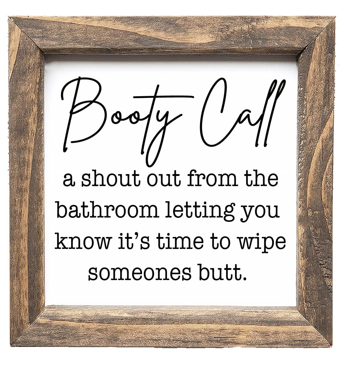 Booty Call Funny Kids Wood Bathroom Sign, Farmhouse Bathroom, Childrens Washroom Shelf Decor, Framed Wall Art Made In USA