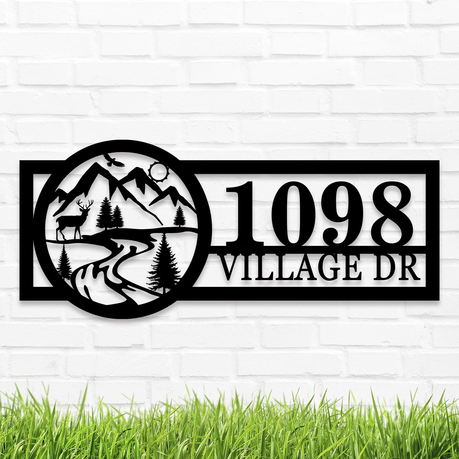 Personalized Mountain Monogram Address Sign, Custom Metal House Sign, House Numbers For Outside, Address Numbers For House, Metal Address Signs For Houses, Outdoor House Numbers