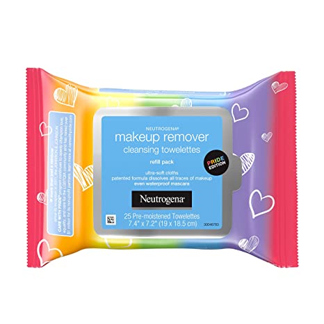 Neutrogena Makeup Remover Cleansing Towelettes, Daily Face Wipes to Remove Dirt, Oil, Makeup & Waterproof Mascara, Special Edition Care with Pride Packaging, 25 ct.