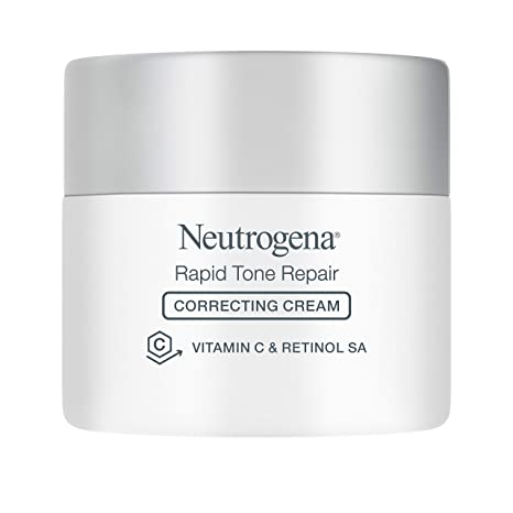 Neutrogena Rapid Tone Repair Retinol + Vitamin C Correcting Cream, Tone Evening Face & Neck Cream with Vitamin C, Retinol & Hyaluronic Acid for Dark Spots, Fine Lines & Wrinkles, 1.7 oz