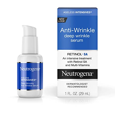 Neutrogena Ageless Intensives Anti-Wrinkle Retinol Serum, Deep Wrinkle Daily Serum with Retinol SA, Vitamin E, and Vitamin A, 1 fl. oz
