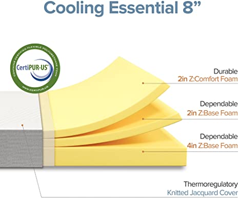 ZINUS 8 Inch Cooling Essential Foam Mattress