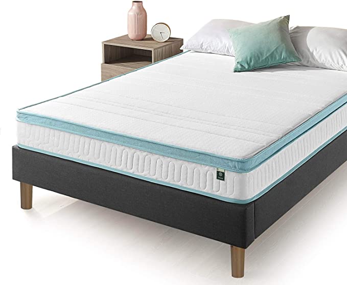 Zinus 8 Inch Mint Green Memory Foam Hybrid Spring Mattress