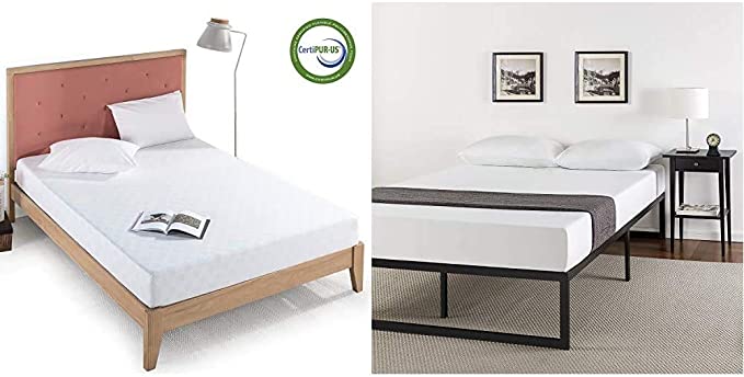Zinus Green Tea Gel Memory Foam Mattress - 8 Inch and ABEL Metal Platform Bed Frame - 14 Inch