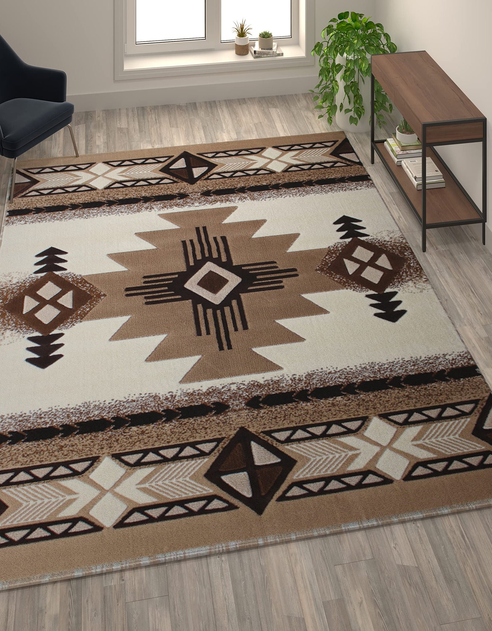 Flash Furniture Mohave Traditional Southwestern Style Area Rug - Rustic Ivory Accent Rug - 8' x 10' - Olefin Fibers with Jute Backing