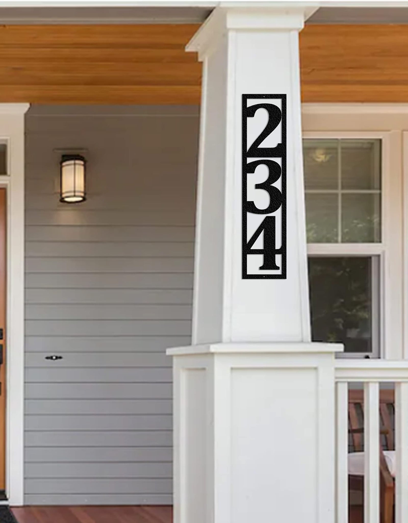 Custom Address Marker - Vertical House Number - Metal Address Sign (4 Numbers 5"x24.5", Black)