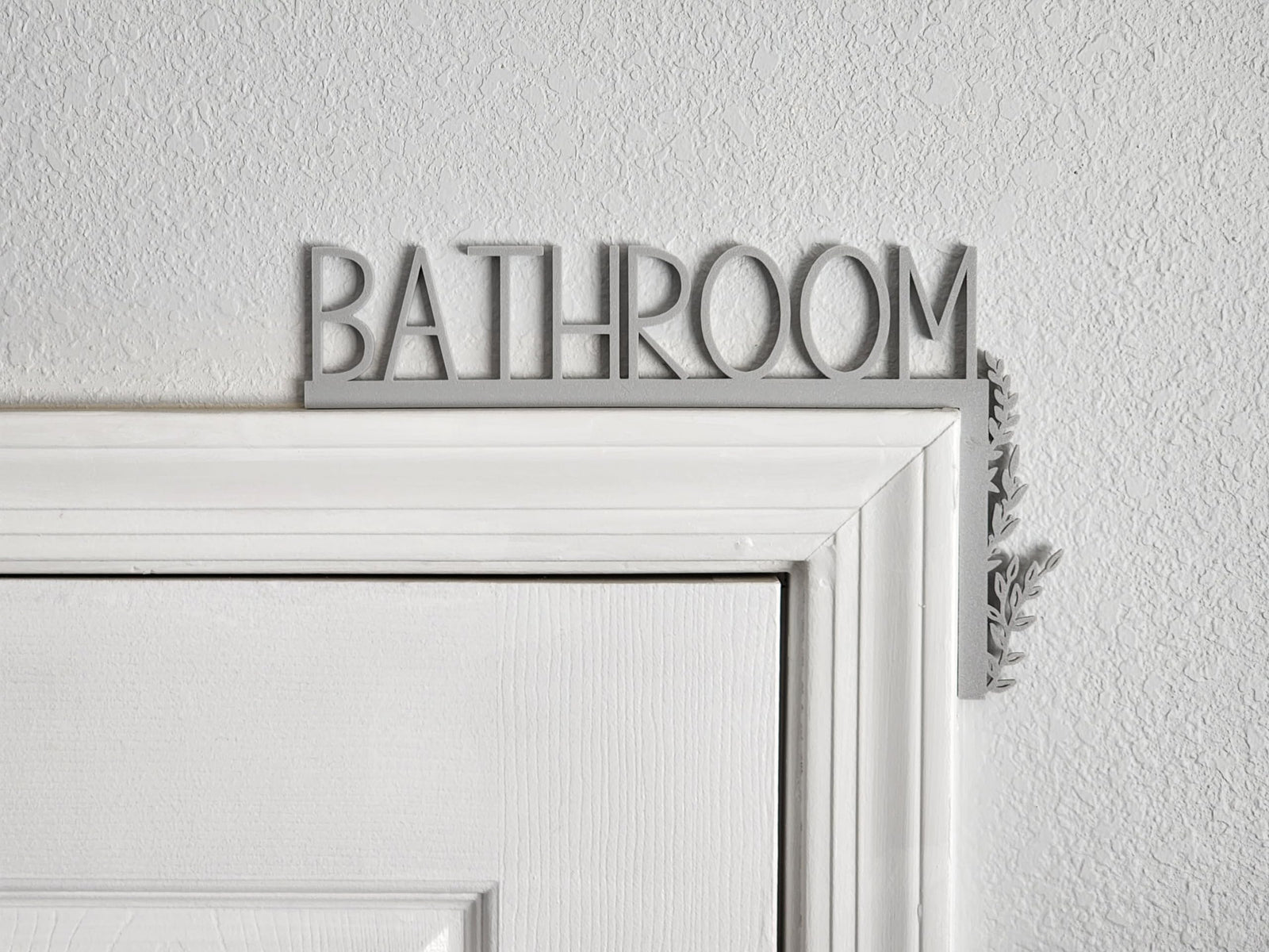 Bathroom Door Topper | Over The Door Sign | Minimalist Bathroom Sign | Airbnb Sign (Right Side Gray)