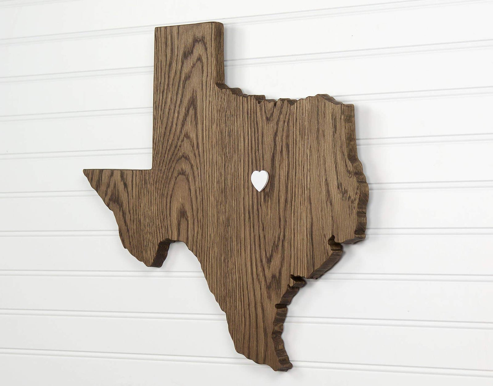 Texas State Shape Wood Cutout Sign Custom Handcrafted Wall Art. 2 Sizes - 7 Stain Colors – Choice of Heart or Star