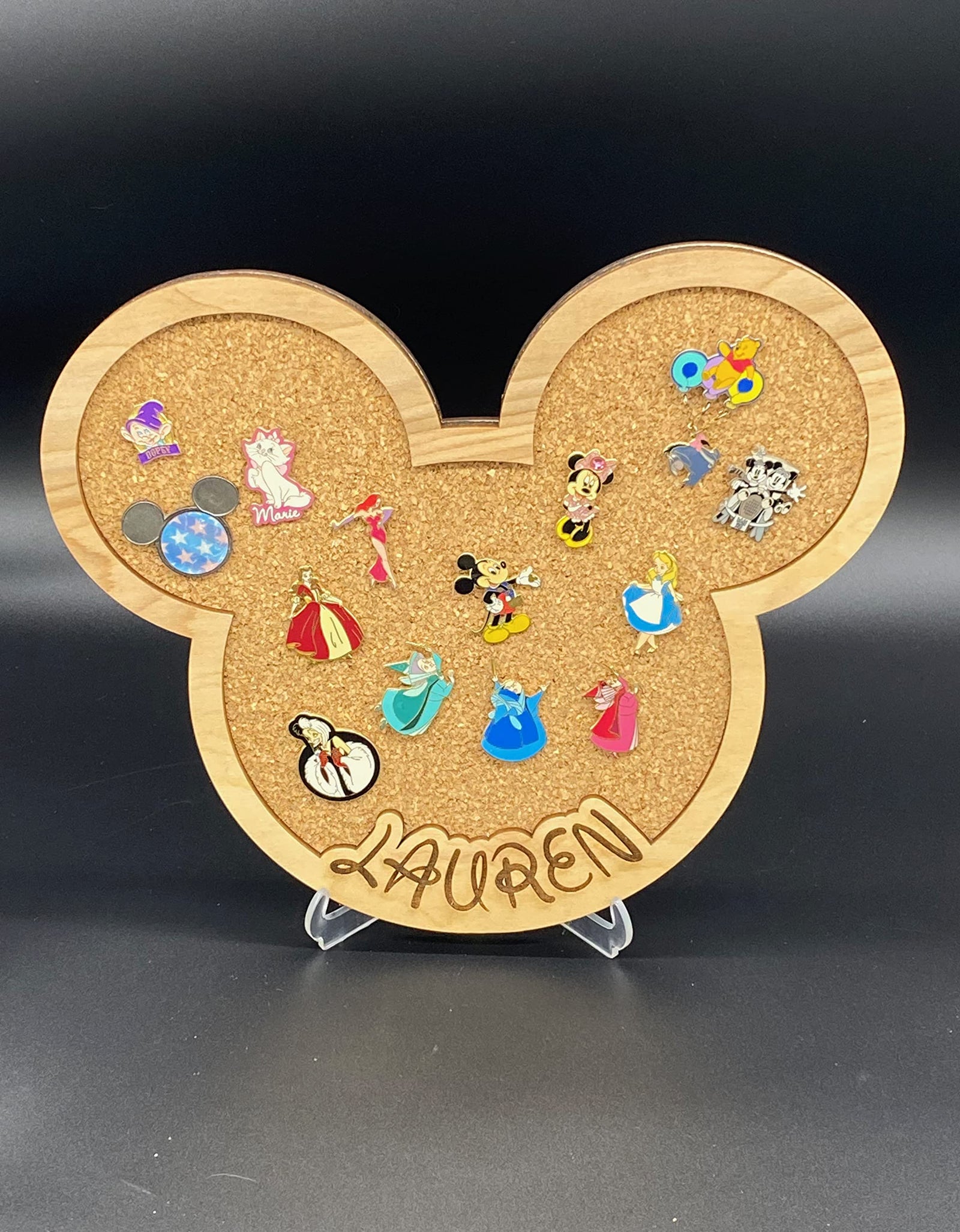 Personalized Pin Holder/Trading Pin Display/Cork Board/Home Decor (12", Mickey)