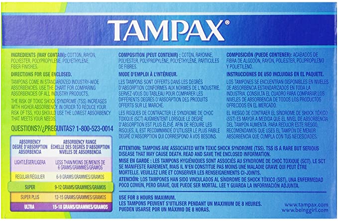 Tampax Cardboard Applicator Tampons, Super Absorbency, 10 Count (Pack of 40)