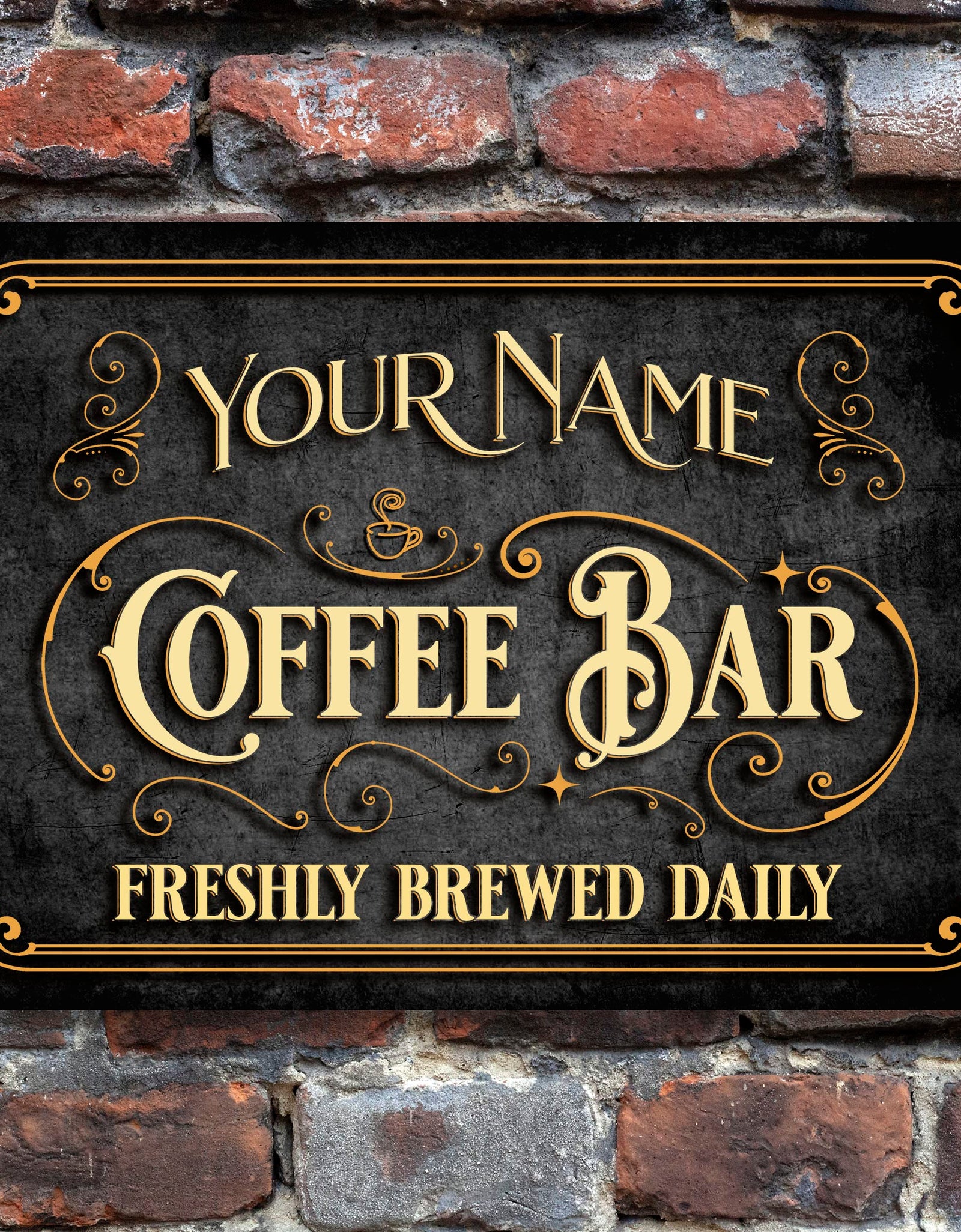 Coffee Bar Sign. Personalized, Vintage Design (12 x 18)